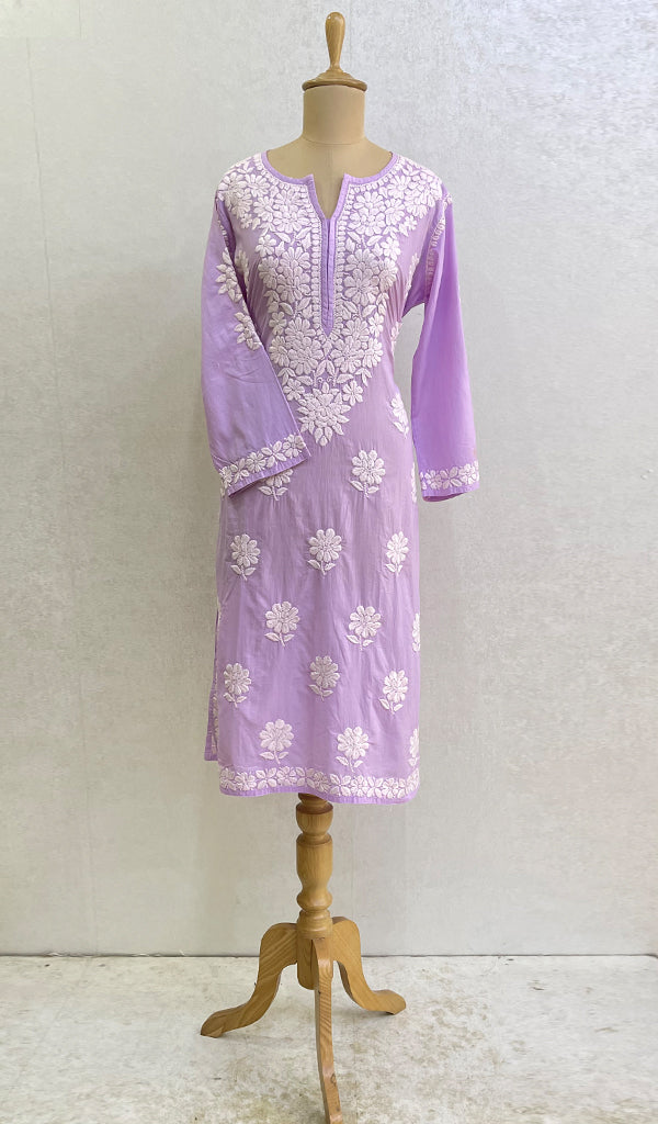Buy Lavender Purple Lehenga Suit Set In Georgette With Lucknowi Embroidery